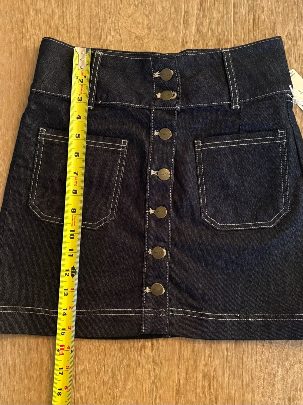 NWT Anthropologie Pilcro Button Front Denim Mini Skirt Size 2 Dark Medium Denim - Picture 13 of 15